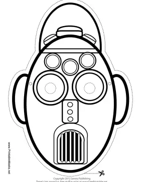 Tall Oval Robot Mask to Color Printable Mask