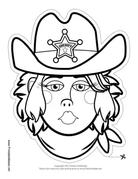 Female Sheriff Mask to Color Printable Mask