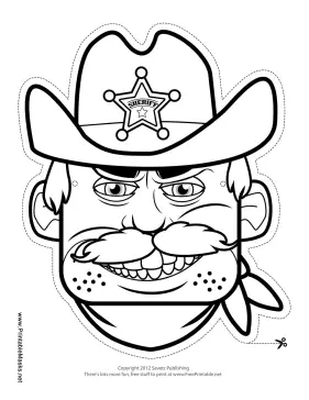 Male Sheriff Mask to Color Printable Mask