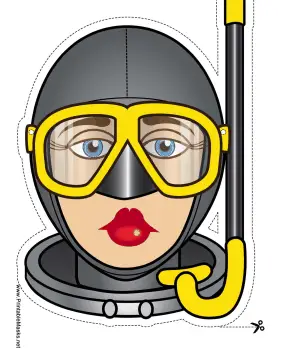 Female Skin Diver Mask Printable Mask