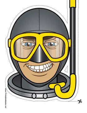 Male Skin Diver Mask Printable Mask