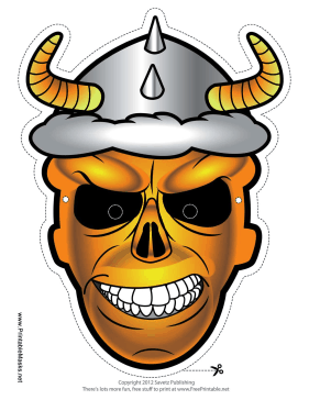 Skull with Horns Mask Printable Mask
