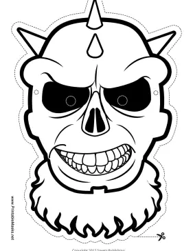 Skull with Spiked Mask to Color Printable Mask