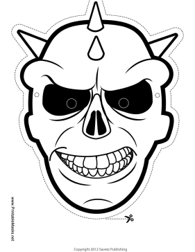 Skull with Spikes Mask to Color Printable Mask