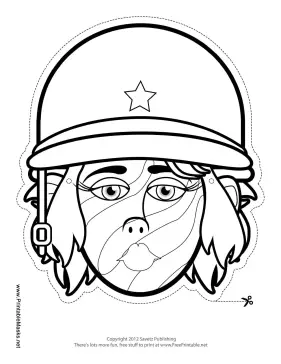 Female Soldier Mask to Color Printable Mask