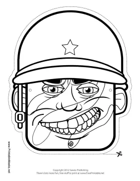 Male Soldier Mask to Color Printable Mask