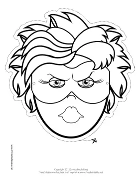 Female Superhero Mask to Color Printable Mask