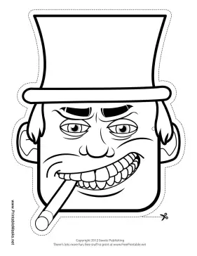 Male Tycoon Mask to Color Printable Mask