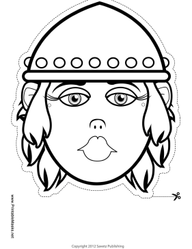 Female Viking Mask to Color Printable Mask