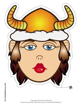 Female Viking with Horns Mask Printable Mask