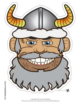 Male Viking with Horns Mask Printable Mask