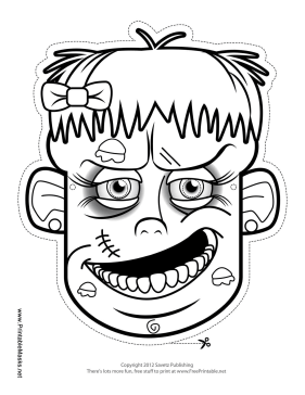 Zombie with Bow Mask Printable Mask