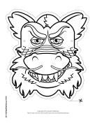 Asian Dragon Mask to Color Printable Mask