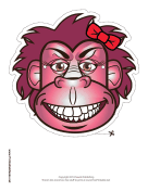 Gorilla with Bow Mask Printable Mask