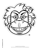 Gorilla with Bow Mask to Color Printable Mask